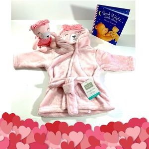 Vintage Pink Baby Bear Plush Robe Gift Set